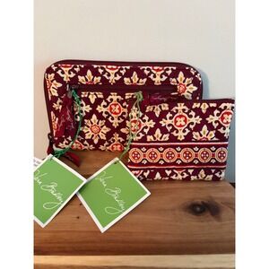 Vera Bradley Retired Medallion Large Zip Wallet and Zip Change Purse NEW NWT